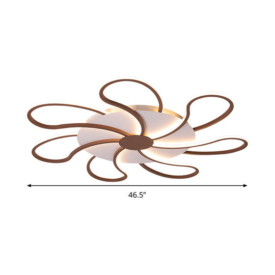 Contemporary Brown Acrylic Flush Light Fixture - Flower Design 5/6/7 Heads Ceiling Mounted