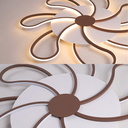 Contemporary Brown Acrylic Flush Light Fixture - Flower Design 5/6/7 Heads Ceiling Mounted