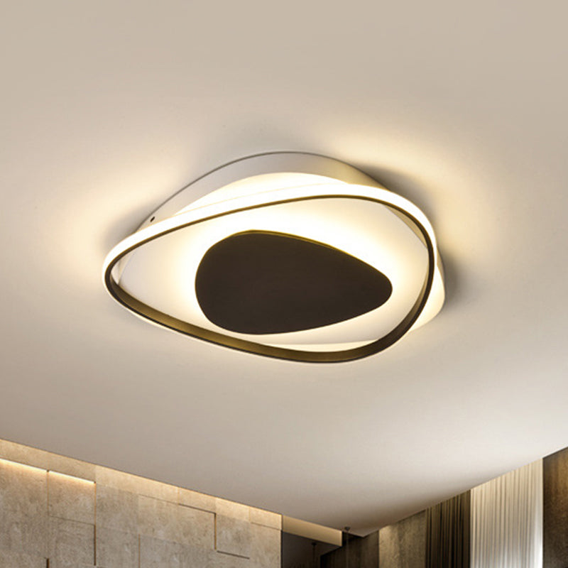 Modern Black Triangle Led Ceiling Light Fixture - Warm/White Acrylic Flush Mount Lighting / Warm