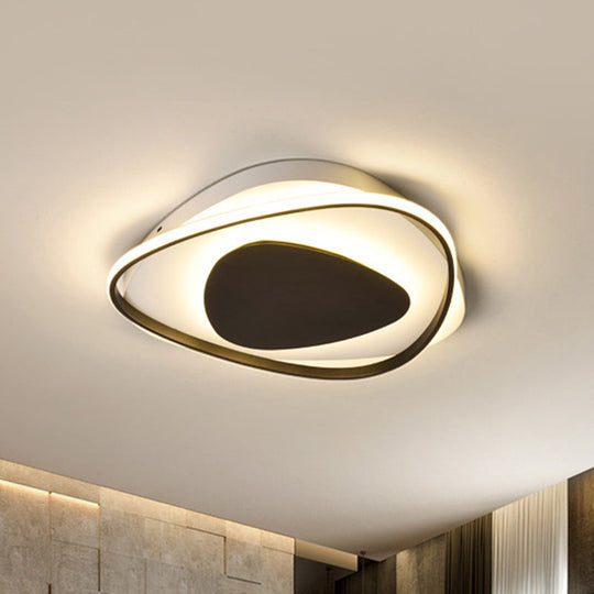 Modern Black Triangle Led Ceiling Light Fixture - Warm/White Acrylic Flush Mount Lighting / Warm
