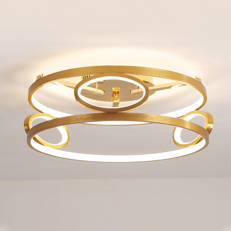 Gold Led Acrylic Ceiling Light Fixture For Living Room Tiered Semi Flush Mount 18’/23.5’ Wide / 18’