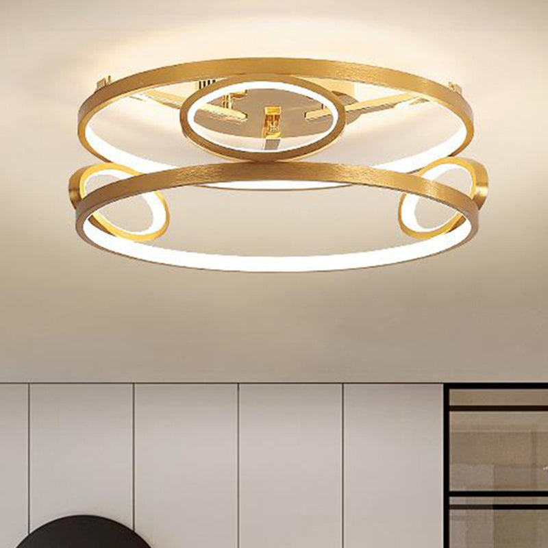 Gold Led Acrylic Ceiling Light Fixture For Living Room Tiered Semi Flush Mount 18’/23.5’ Wide