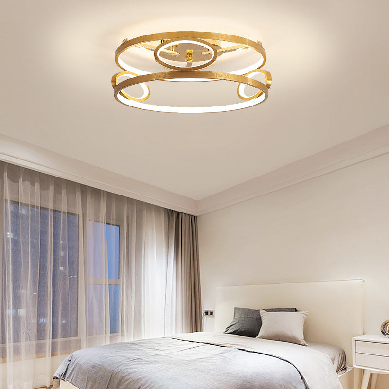 Gold Led Acrylic Ceiling Light Fixture For Living Room Tiered Semi Flush Mount 18’/23.5’ Wide