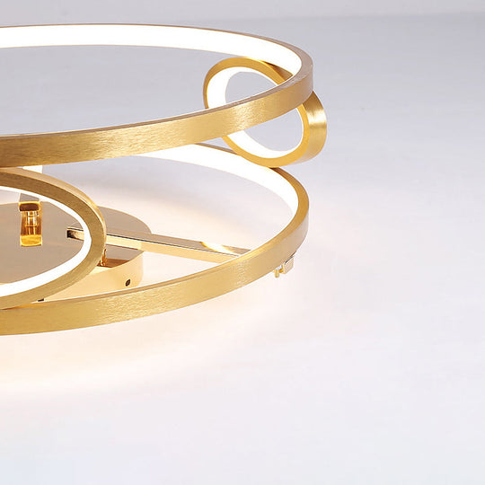 Gold Led Acrylic Ceiling Light Fixture For Living Room Tiered Semi Flush Mount 18’/23.5’ Wide