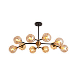 Nordic Bubble Hanging Lamp Kit - Clear/Amber/Smoke Gray 6/10 Head Chandelier For Dining Room