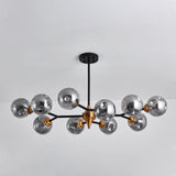 Nordic Bubble Hanging Lamp Kit - Clear/Amber/Smoke Gray 6/10 Head Chandelier For Dining Room
