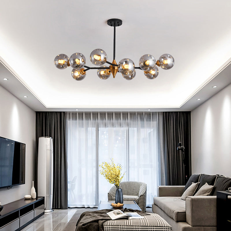 Nordic Bubble Hanging Lamp Kit - Clear/Amber/Smoke Gray 6/10 Head Chandelier For Dining Room