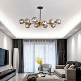 Nordic Bubble Hanging Lamp Kit - Clear/Amber/Smoke Gray 6/10 Head Chandelier For Dining Room