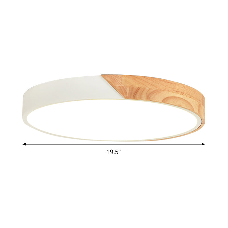 Modern Metal Led Flush Light In Pink/White With Acrylic Diffuser Ceiling Mounted Round Design -