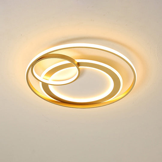 18’/21.5’ Contemporary Acrylic Wide Ring Ceiling Light In Black/Gold - Led Flush Mount Lamp