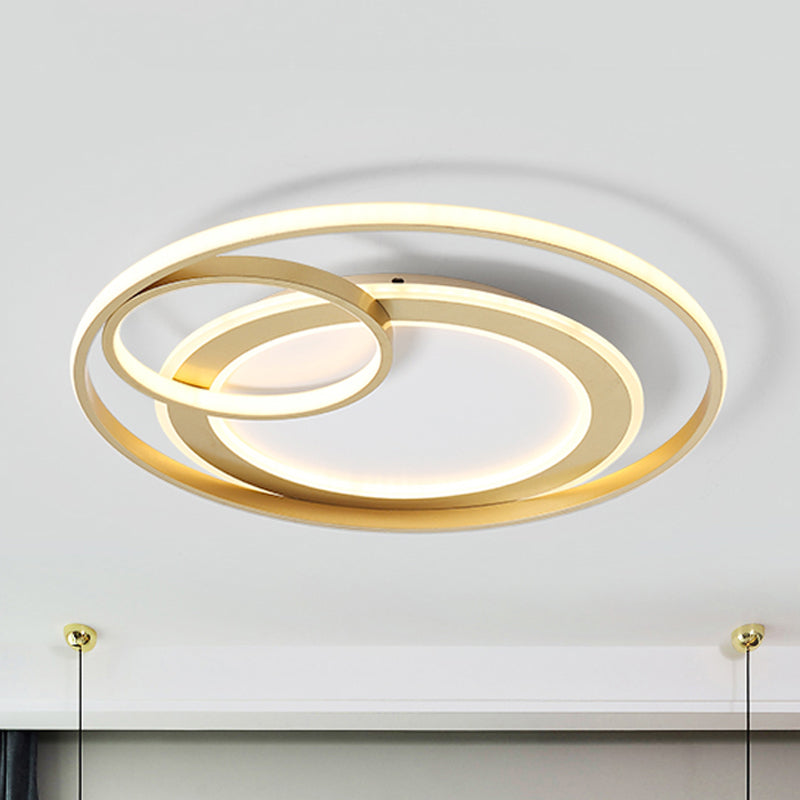 18’/21.5’ Contemporary Acrylic Wide Ring Ceiling Light In Black/Gold - Led Flush Mount Lamp