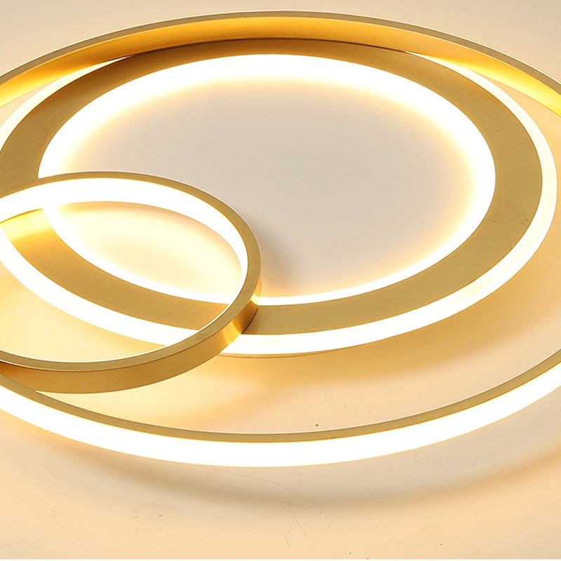 18’/21.5’ Contemporary Acrylic Wide Ring Ceiling Light In Black/Gold - Led Flush Mount Lamp