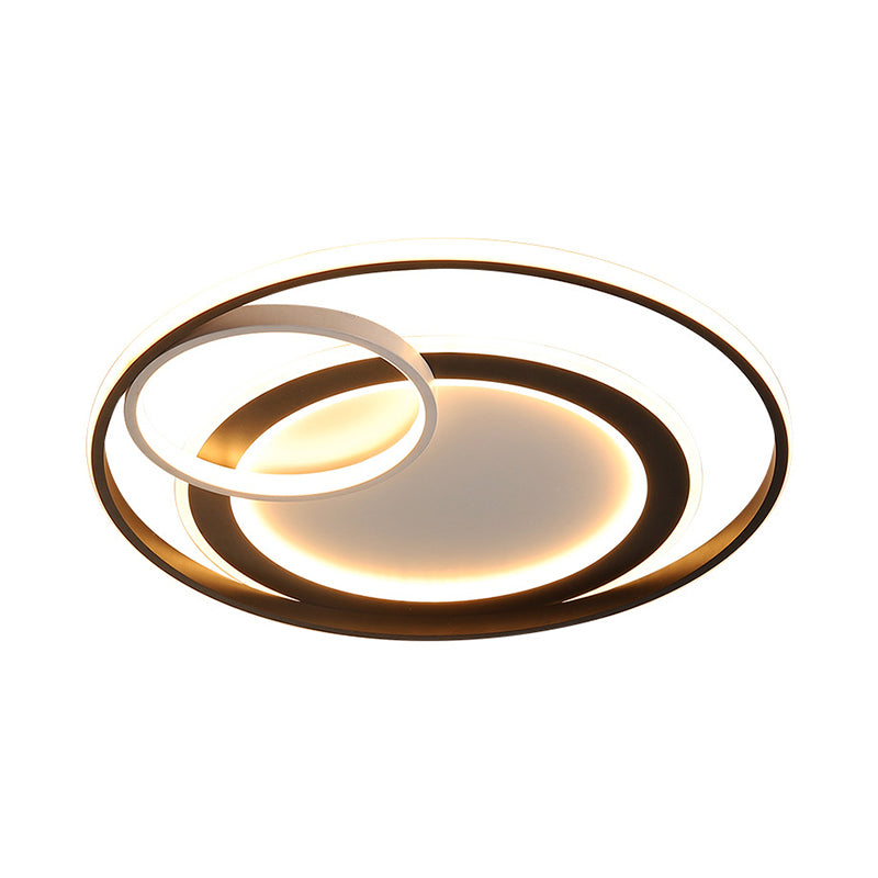 18’/21.5’ Contemporary Acrylic Wide Ring Ceiling Light In Black/Gold - Led Flush Mount Lamp