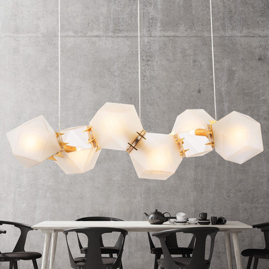 Lustre suspendu doré à 6/8/10 têtes en verre dépoli géométrique postmoderne pour une solution d'éclairage élégante