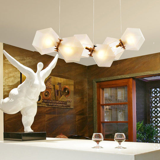Lustre suspendu doré à 6/8/10 têtes en verre dépoli géométrique postmoderne pour une solution d'éclairage élégante