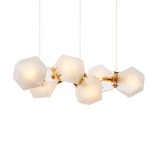 Lustre suspendu doré à 6/8/10 têtes en verre dépoli géométrique postmoderne pour une solution d'éclairage élégante