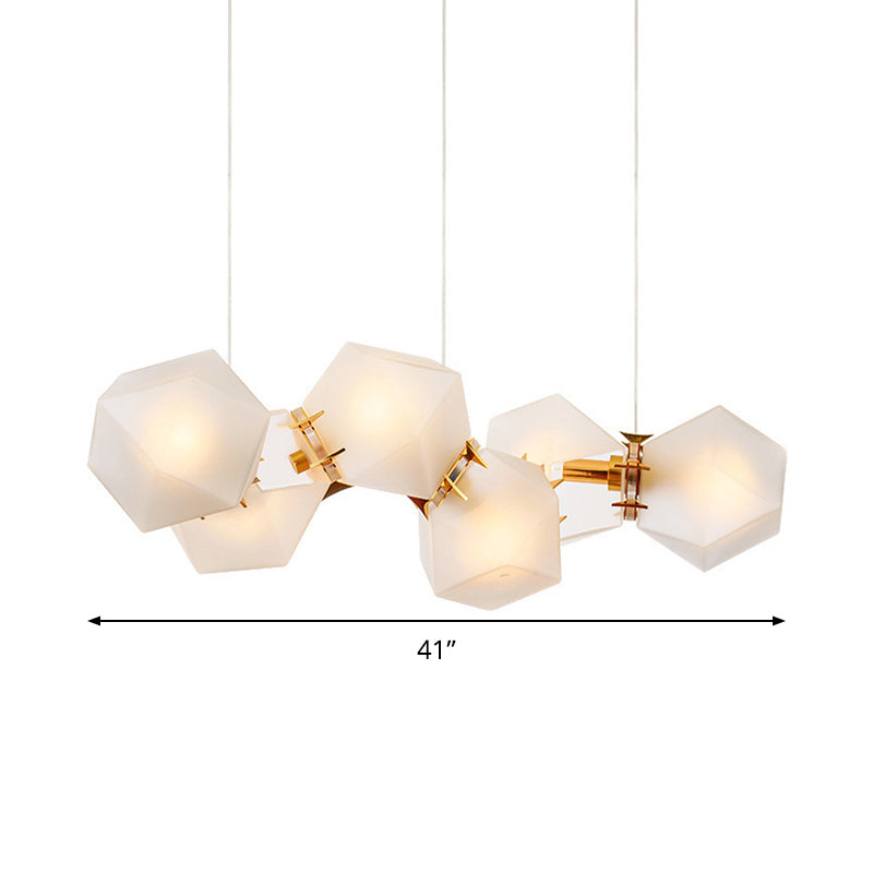 Lustre suspendu doré à 6/8/10 têtes en verre dépoli géométrique postmoderne pour une solution d'éclairage élégante