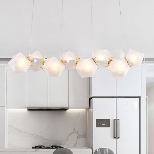Lustre suspendu doré à 6/8/10 têtes en verre dépoli géométrique postmoderne pour une solution d'éclairage élégante