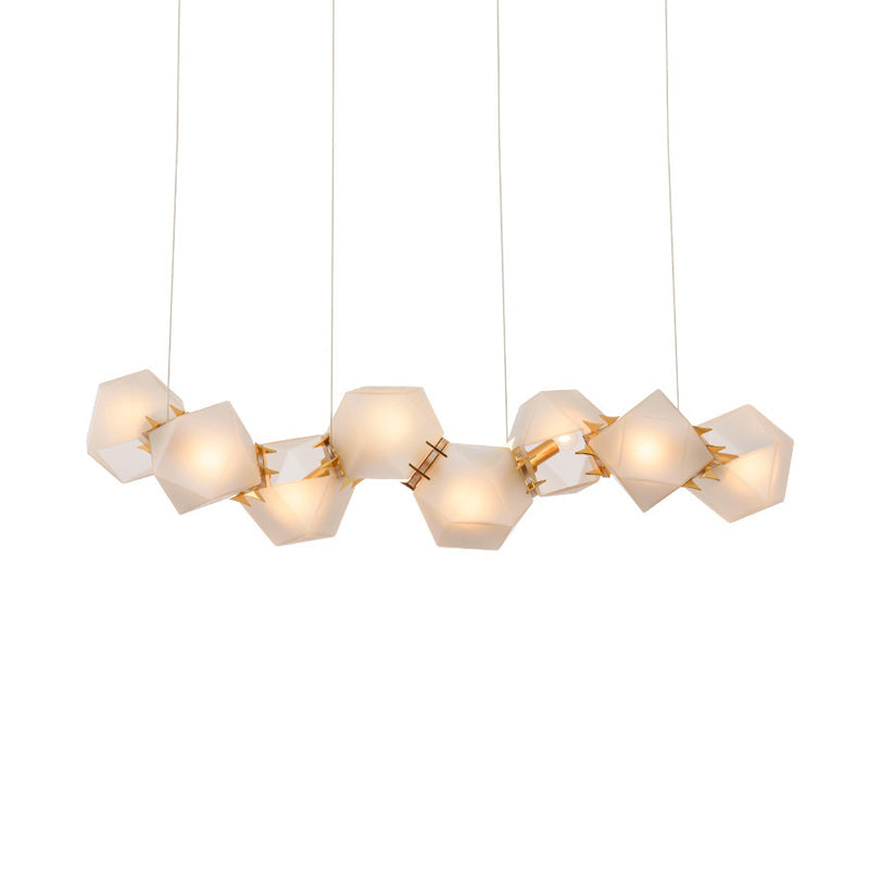 Lustre suspendu doré à 6/8/10 têtes en verre dépoli géométrique postmoderne pour une solution d'éclairage élégante