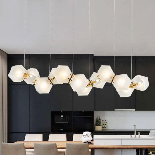 Lustre suspendu doré à 6/8/10 têtes en verre dépoli géométrique postmoderne pour une solution d'éclairage élégante