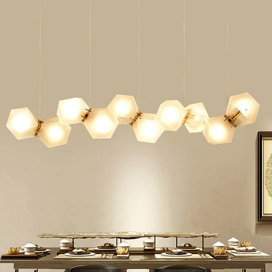 Lustre suspendu doré à 6/8/10 têtes en verre dépoli géométrique postmoderne pour une solution d'éclairage élégante