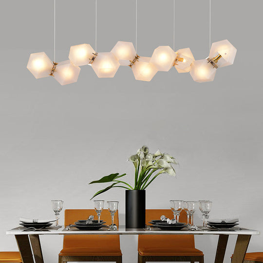 Lustre suspendu doré à 6/8/10 têtes en verre dépoli géométrique postmoderne pour une solution d'éclairage élégante