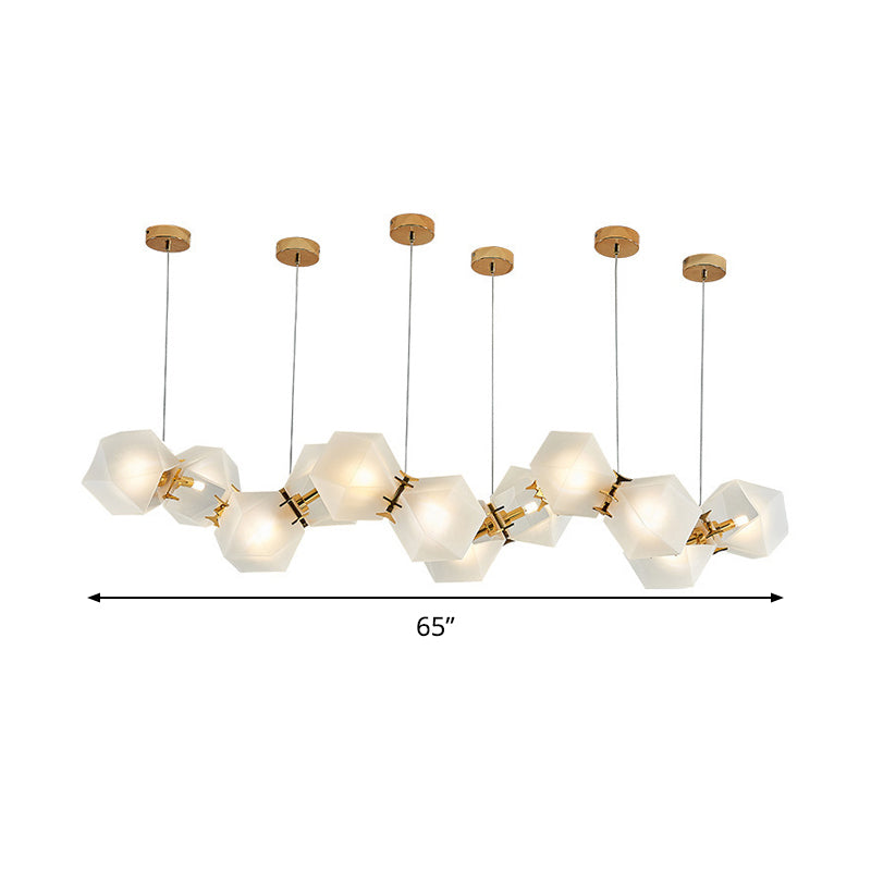 Lustre suspendu doré à 6/8/10 têtes en verre dépoli géométrique postmoderne pour une solution d'éclairage élégante