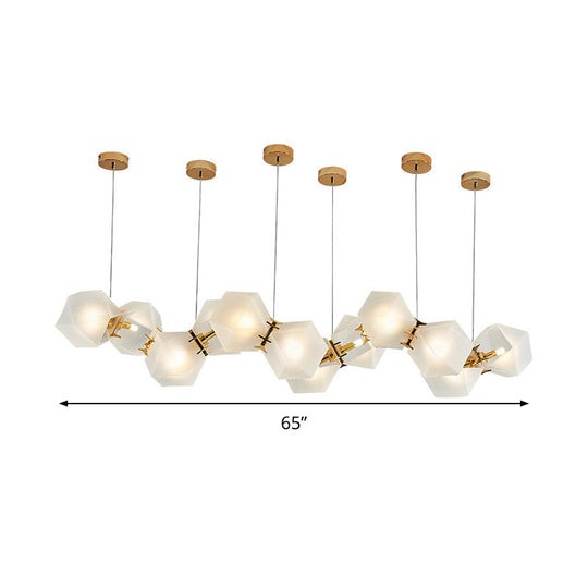 Lustre suspendu doré à 6/8/10 têtes en verre dépoli géométrique postmoderne pour une solution d'éclairage élégante