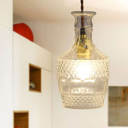 Suspension moderne en verre prismatique pour salle à manger - Plafonnier transparent à 1 lampe