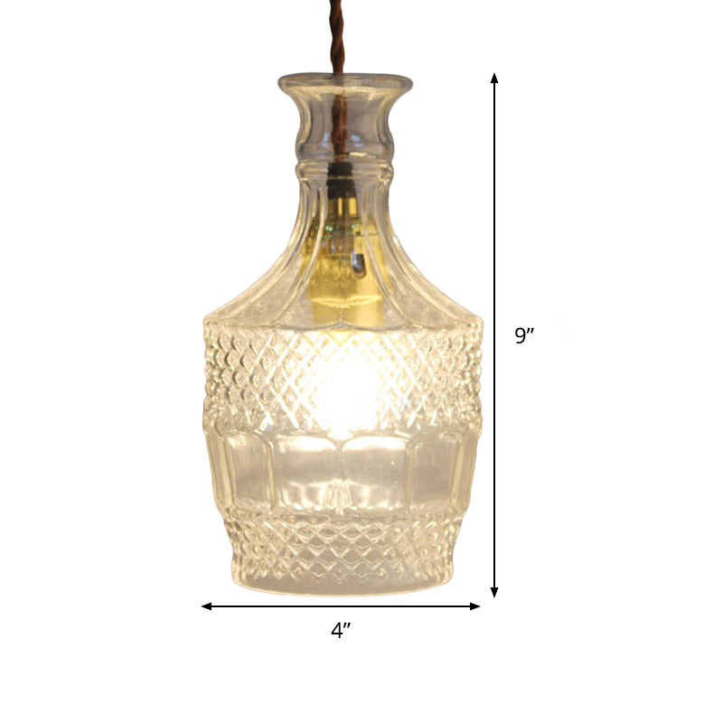 Suspension moderne en verre prismatique pour salle à manger - Plafonnier transparent à 1 lampe