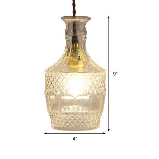 Suspension moderne en verre prismatique pour salle à manger - Plafonnier transparent à 1 lampe