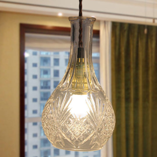 Suspension moderne en verre prismatique pour salle à manger - Plafonnier transparent à 1 lampe