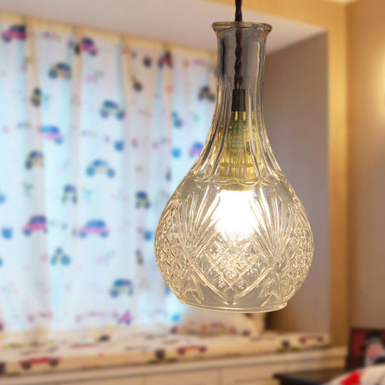 Suspension moderne en verre prismatique pour salle à manger - Plafonnier transparent à 1 lampe