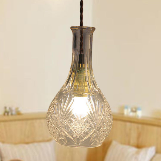Suspension moderne en verre prismatique pour salle à manger - Plafonnier transparent à 1 lampe