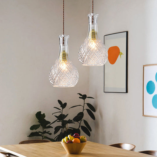 Modern Prism Glass Bottle Pendant Light For Dining Room Ceiling