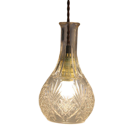 Suspension moderne en verre prismatique pour salle à manger - Plafonnier transparent à 1 lampe