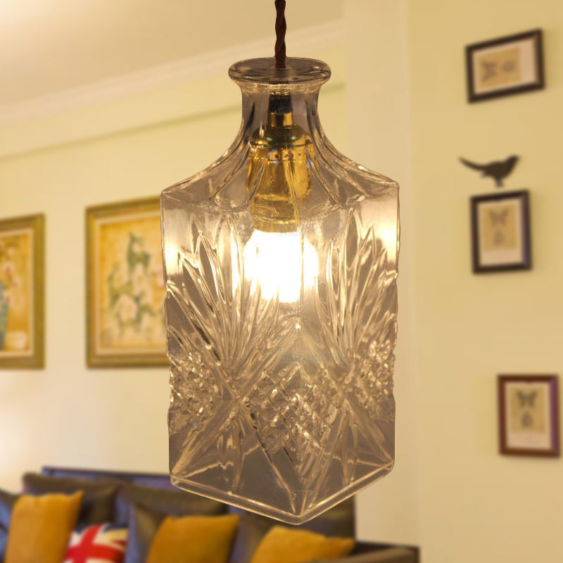 Suspension moderne en verre prismatique pour salle à manger - Plafonnier transparent à 1 lampe