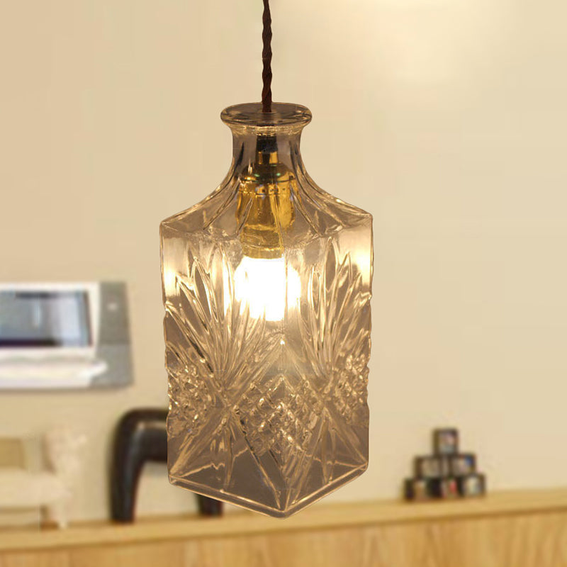 Suspension moderne en verre prismatique pour salle à manger - Plafonnier transparent à 1 lampe