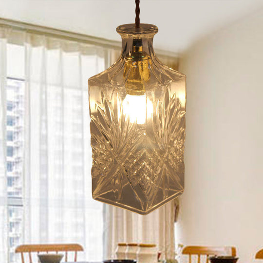 Suspension moderne en verre prismatique pour salle à manger - Plafonnier transparent à 1 lampe