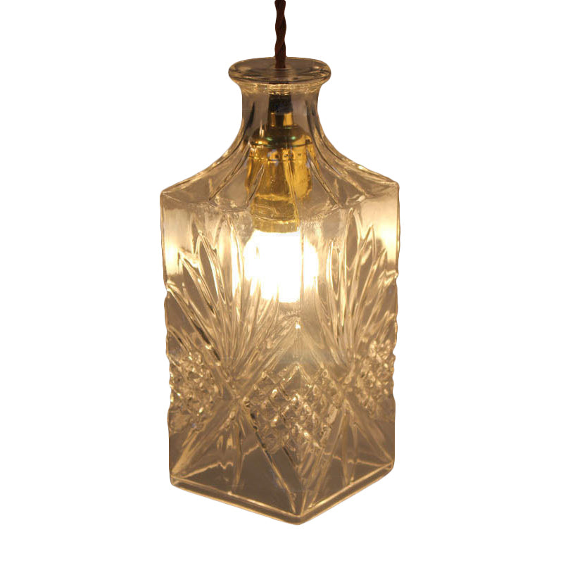 Suspension moderne en verre prismatique pour salle à manger - Plafonnier transparent à 1 lampe