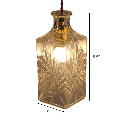 Suspension moderne en verre prismatique pour salle à manger - Plafonnier transparent à 1 lampe