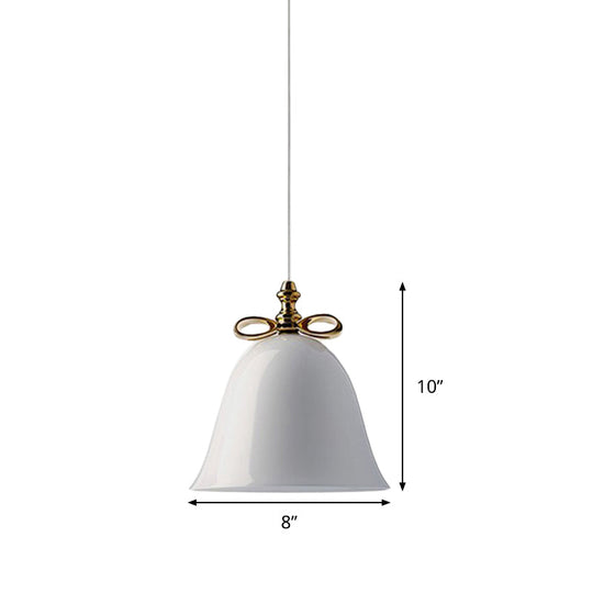 Bell Pendant Light - Contemporary White/Brown/Clear Glass Dining Room Ceiling Fixture