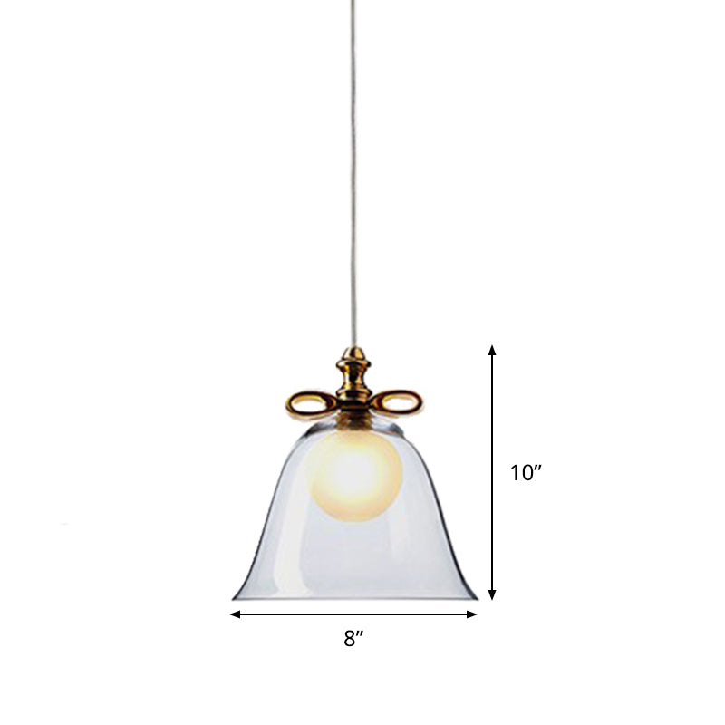 Contemporary Glass Bell Pendant Light - White/Brown/Clear Ideal For Dining Room Ceiling