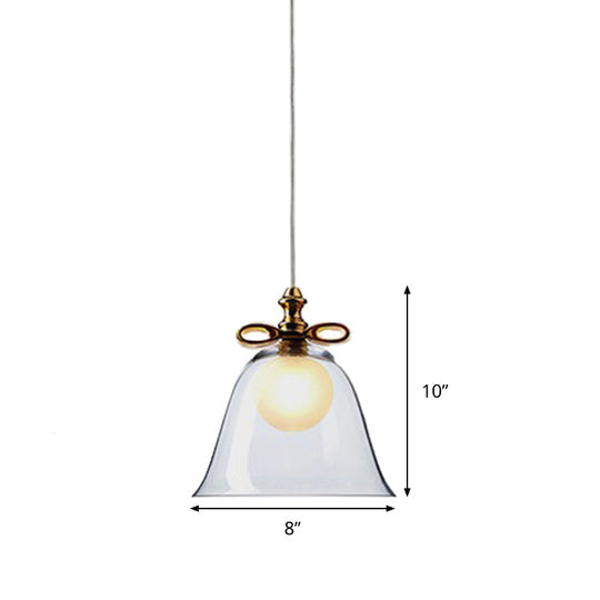 Contemporary Glass Bell Pendant Light - White/Brown/Clear Ideal For Dining Room Ceiling