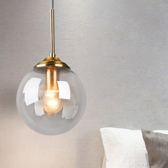 Amber/Clear/Smoke Gray Glass Globe Pendant Light For Contemporary Bedroom