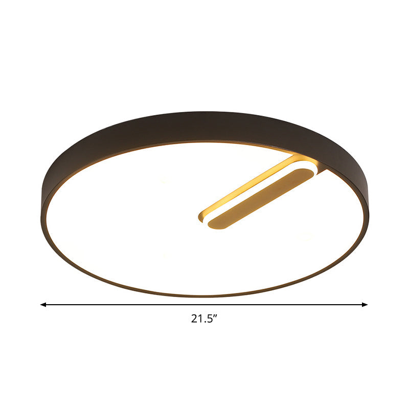 Minimalist Round Ceiling Light With Led & Remote - Black/White Acrylic 18’/21.5’ Wide