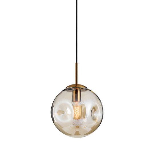 Nordic Amber/Smoke Gray Globe Pendant Light - Elegant Dining Room Ceiling Fixture