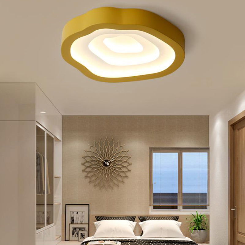 Contemporary Cloud Led Flushmount Ceiling Light Fixture In Black/Yellow/Blue - Warm/White Options