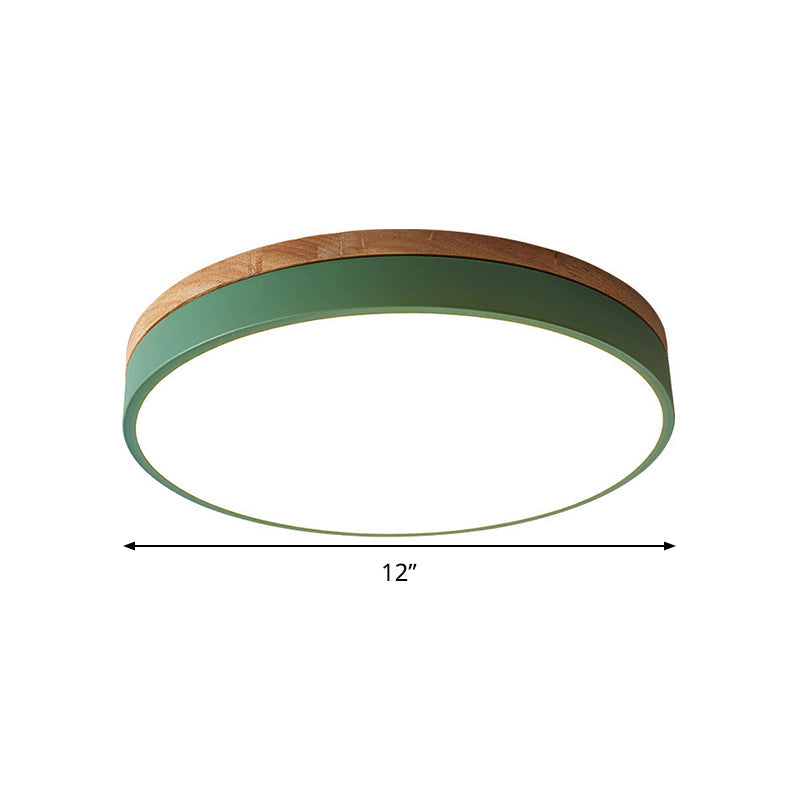 Modern Led Green Flush Mount Ceiling Light With Acrylic Diffuser - Available In 12/16/19.5 Widths