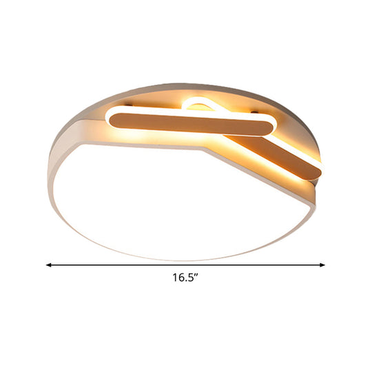 Contemporary Round Metal Ceiling Mounted Fixture: Gold/Black & White Led Light (16.5’/20.5’) -